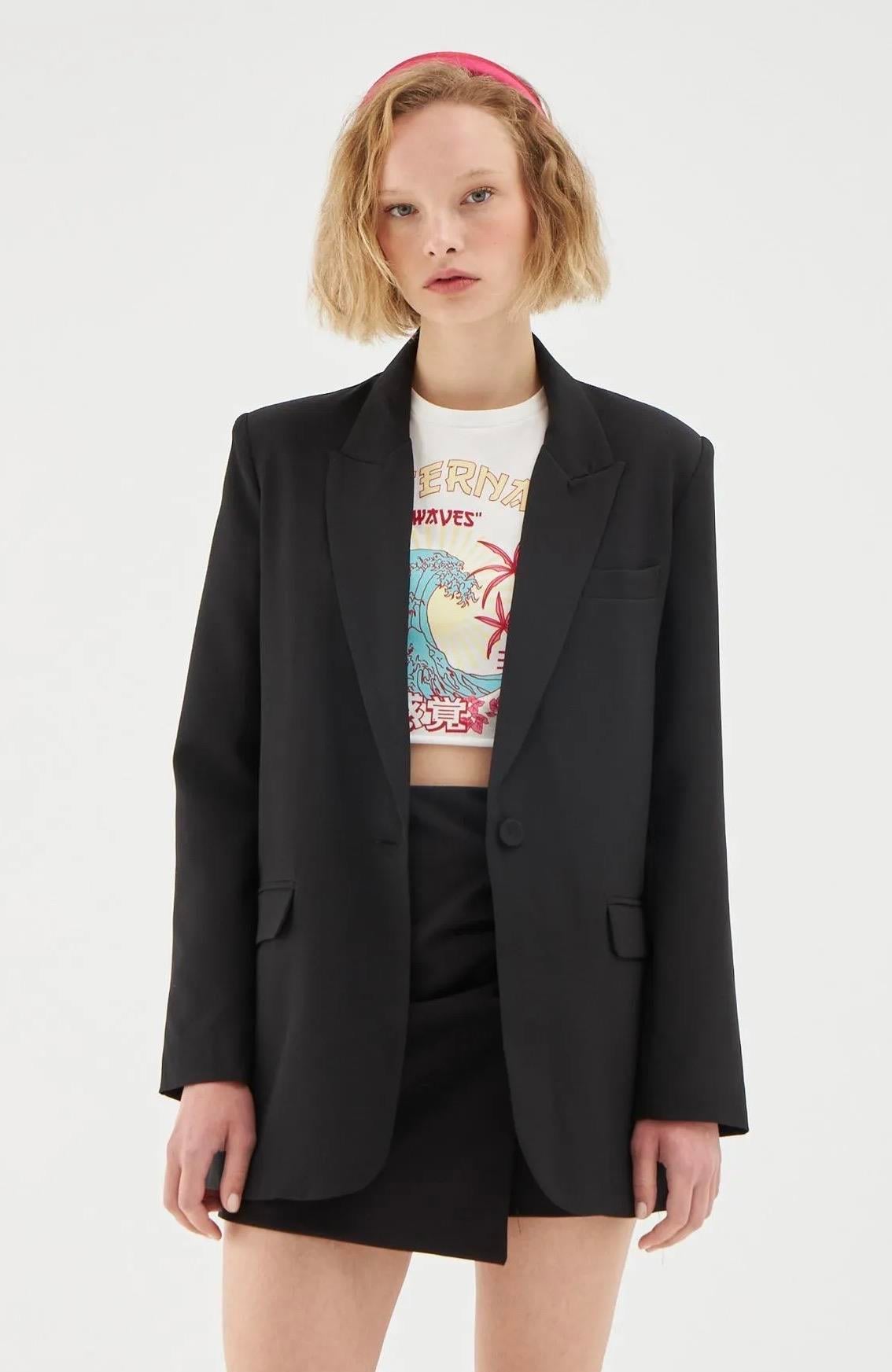 Oversize Düğmeli Blazer Ceket