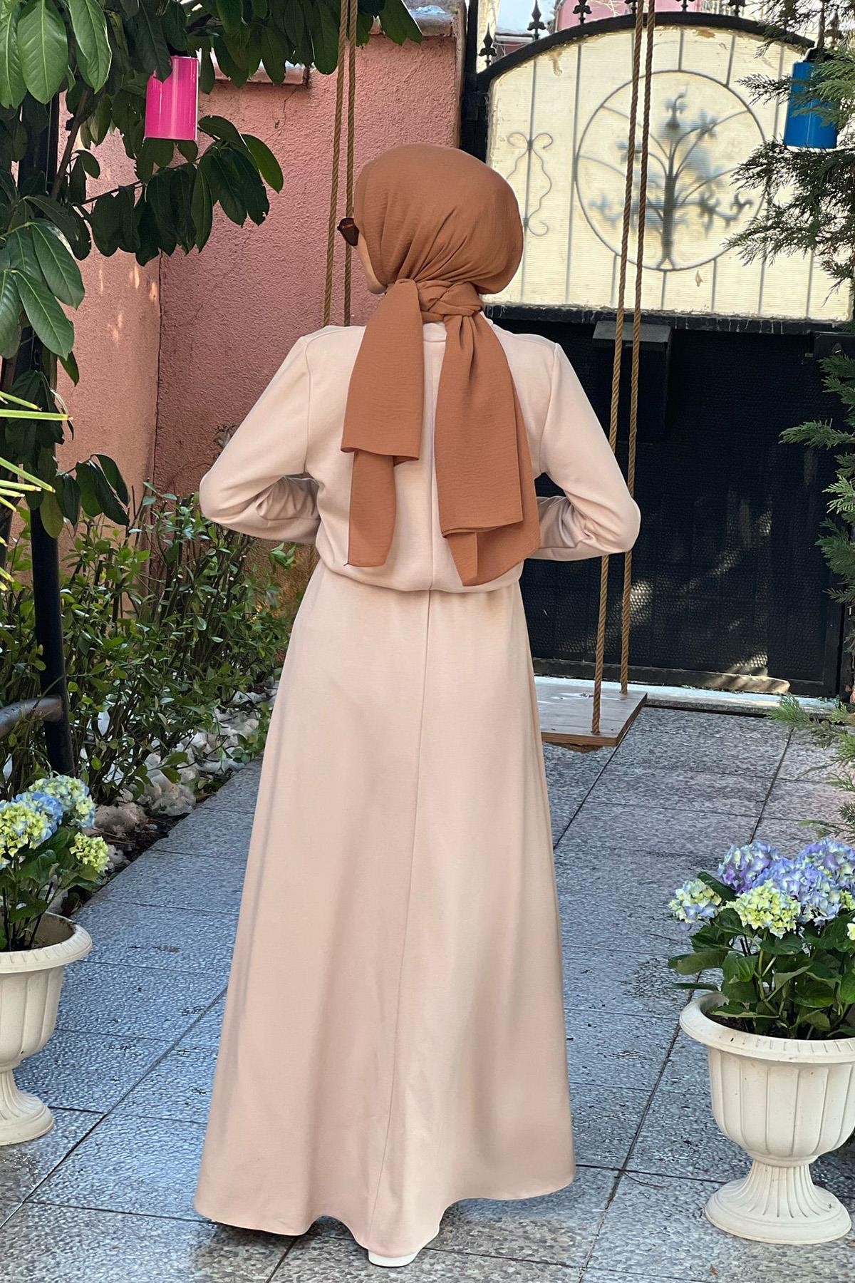 Bej Ferah Scuba Elbise