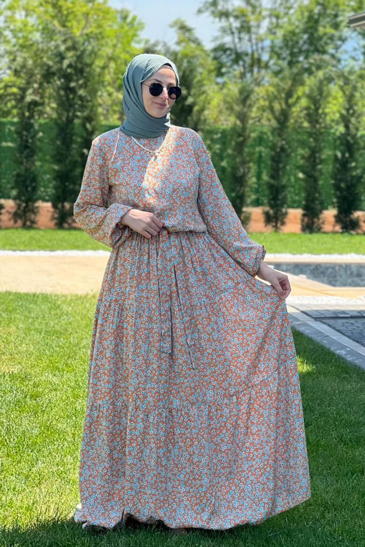 Gün Desenli Elbise 