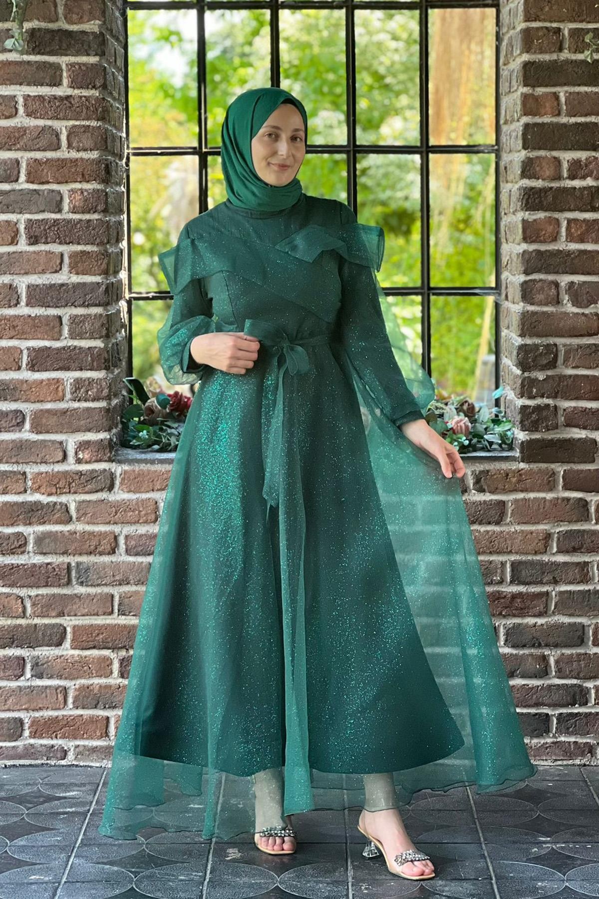 Yeşil Simli Abiye
