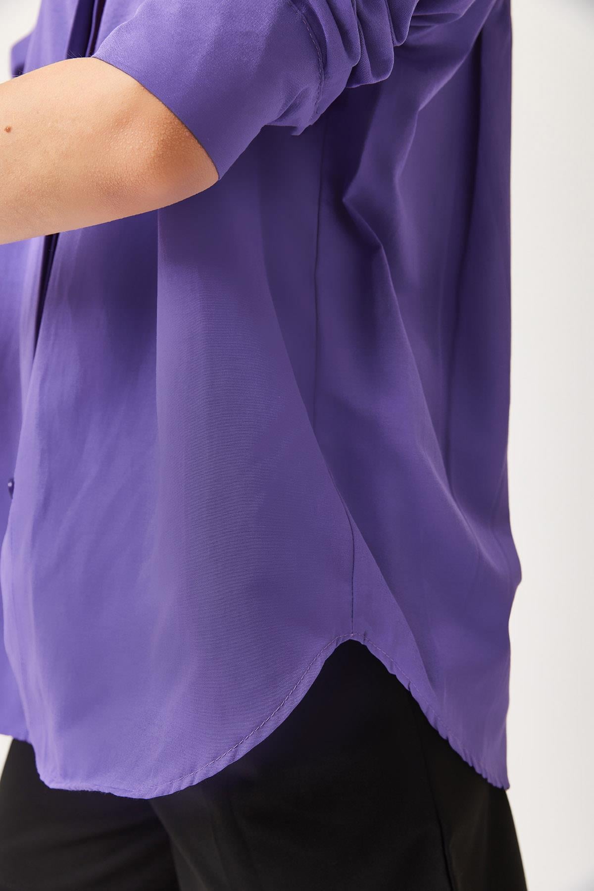 Oversize Basic Gömlek Lila
