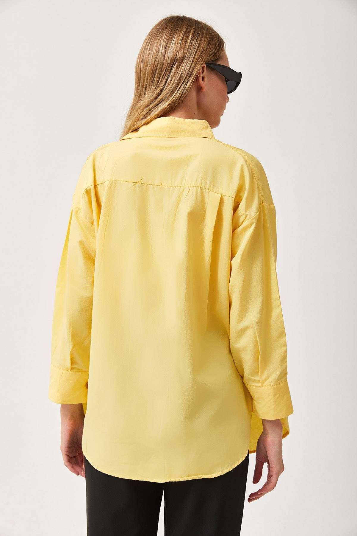 Oversize Basic Gömlek Sarı