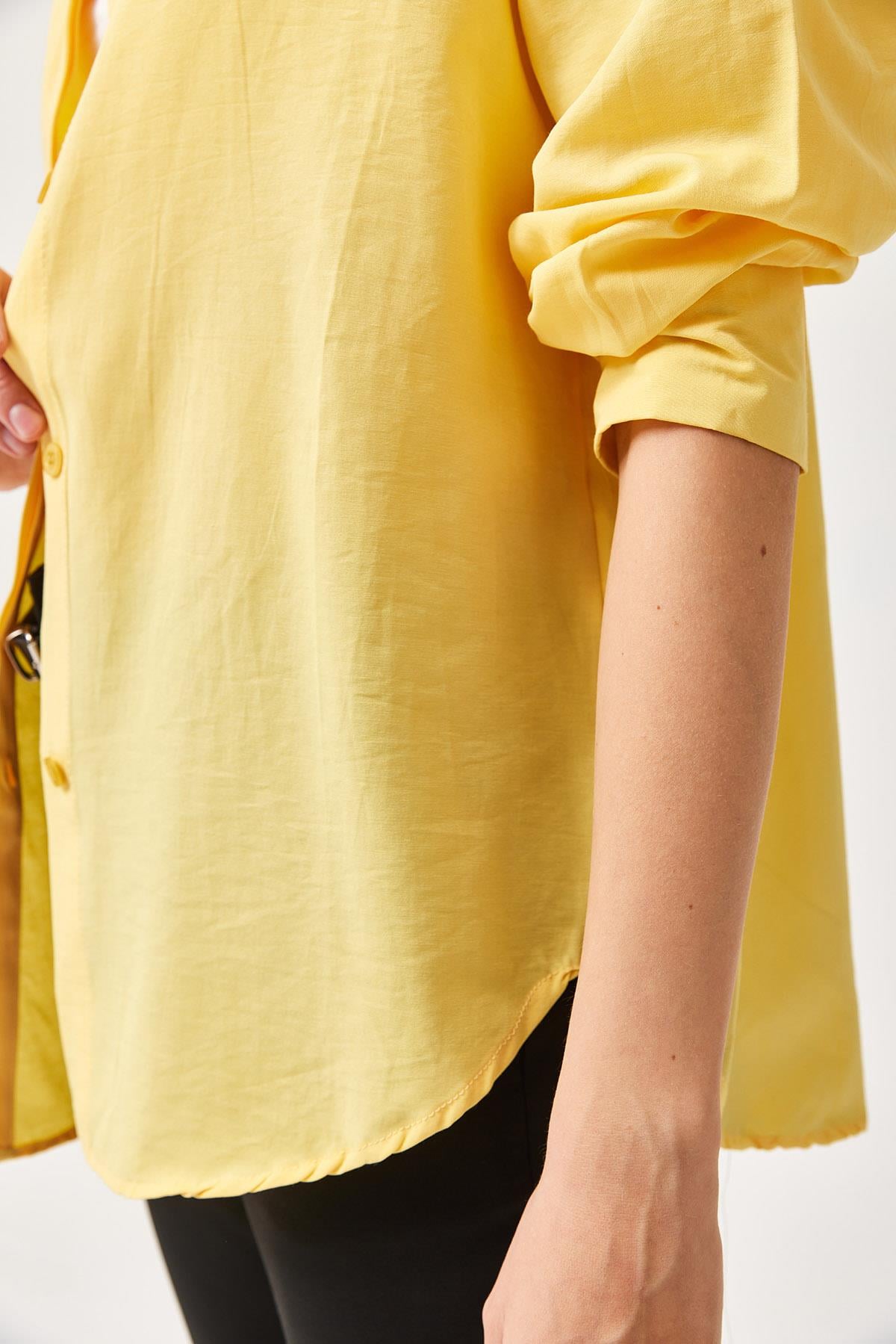 Oversize Basic Gömlek Sarı