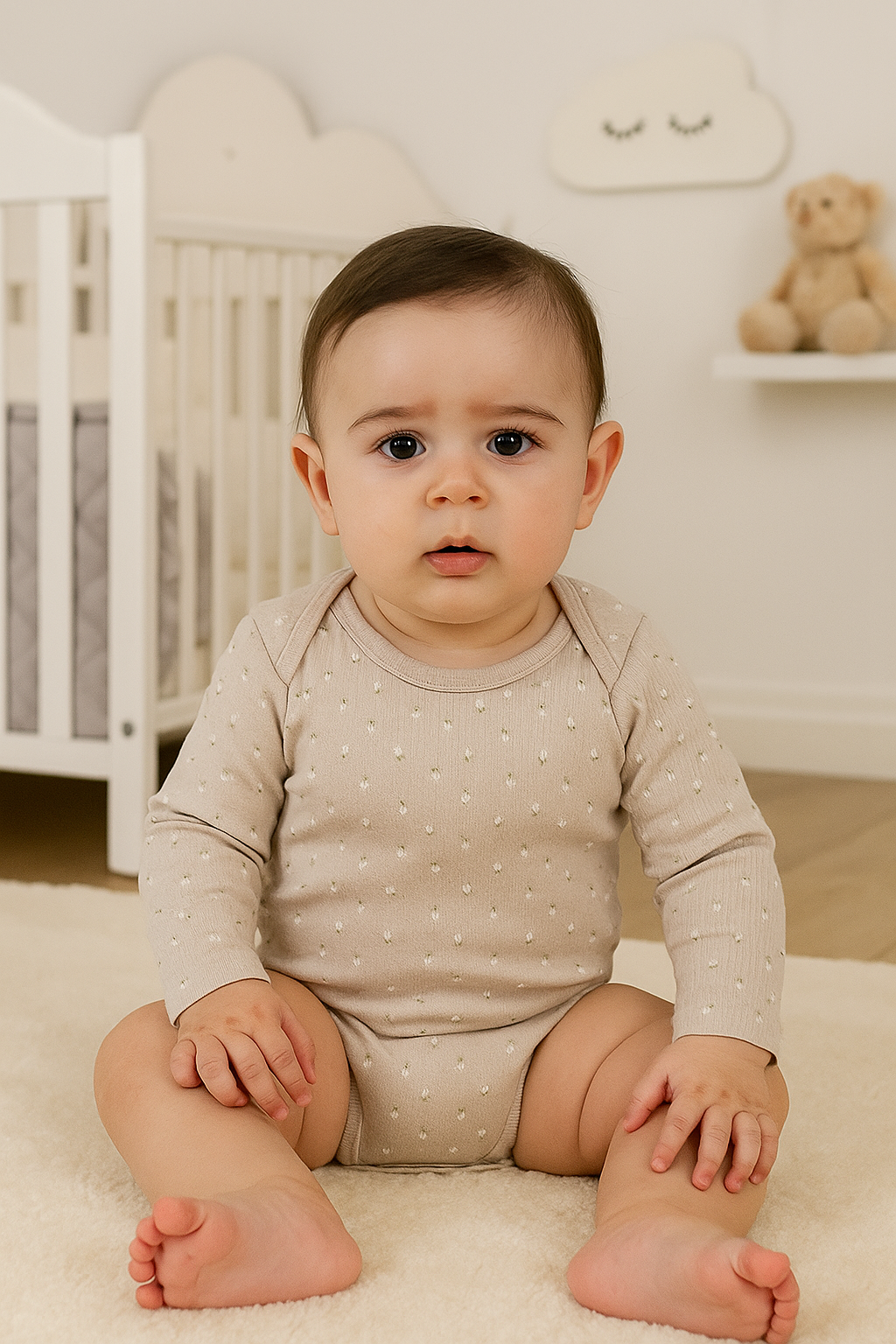 Çiçekli Kahve Bebek Zıbın 1 - 3 Yaş