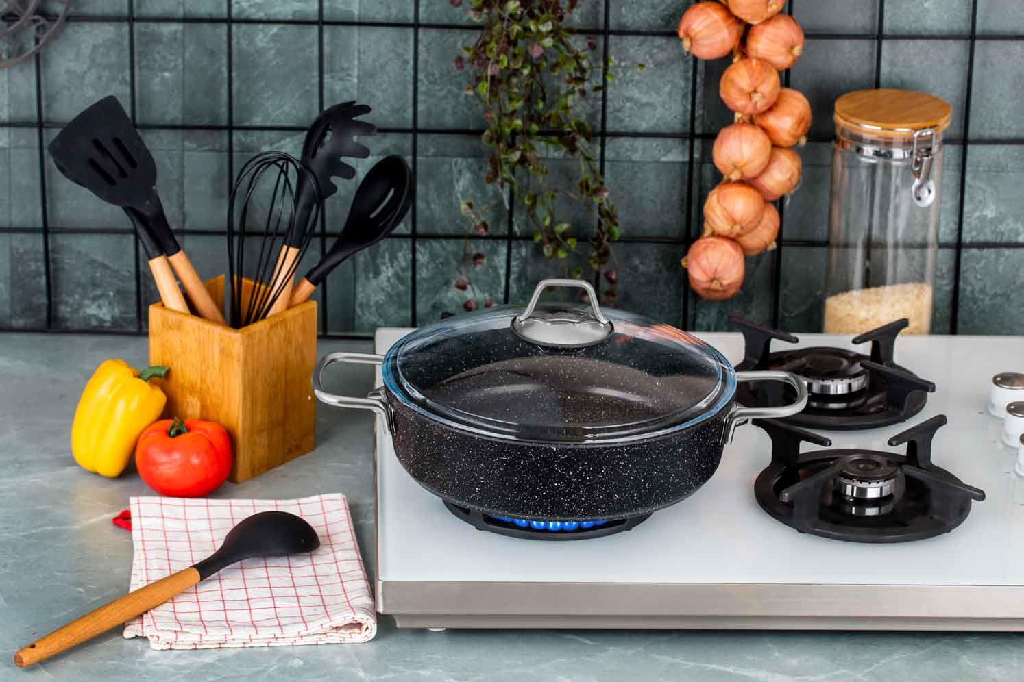 Taç Black Edition Granit Basık Tencere 26cm