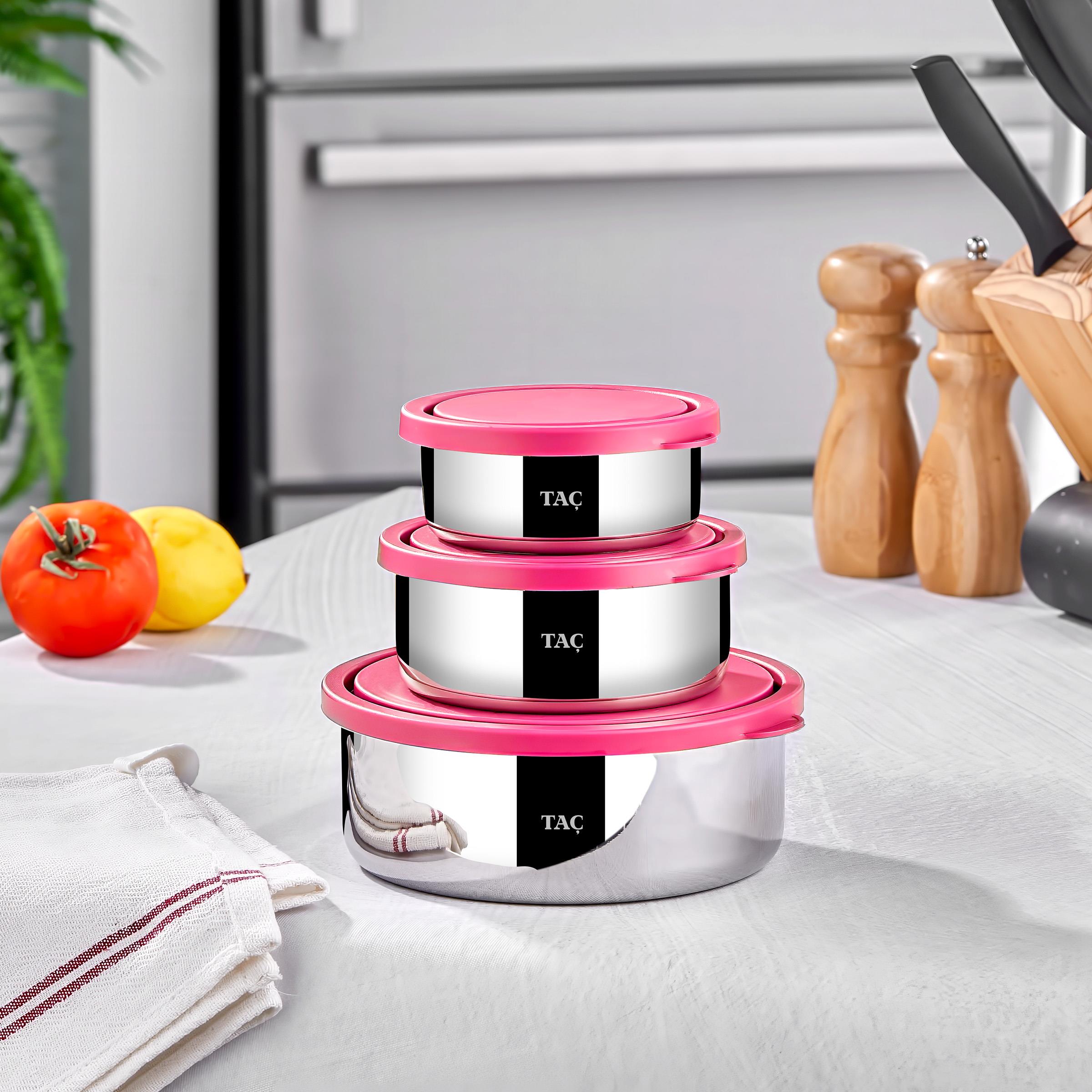 Taç Fresh 3'lü Çelik Saklama Kabı Seti Fuşya - TAC-6371