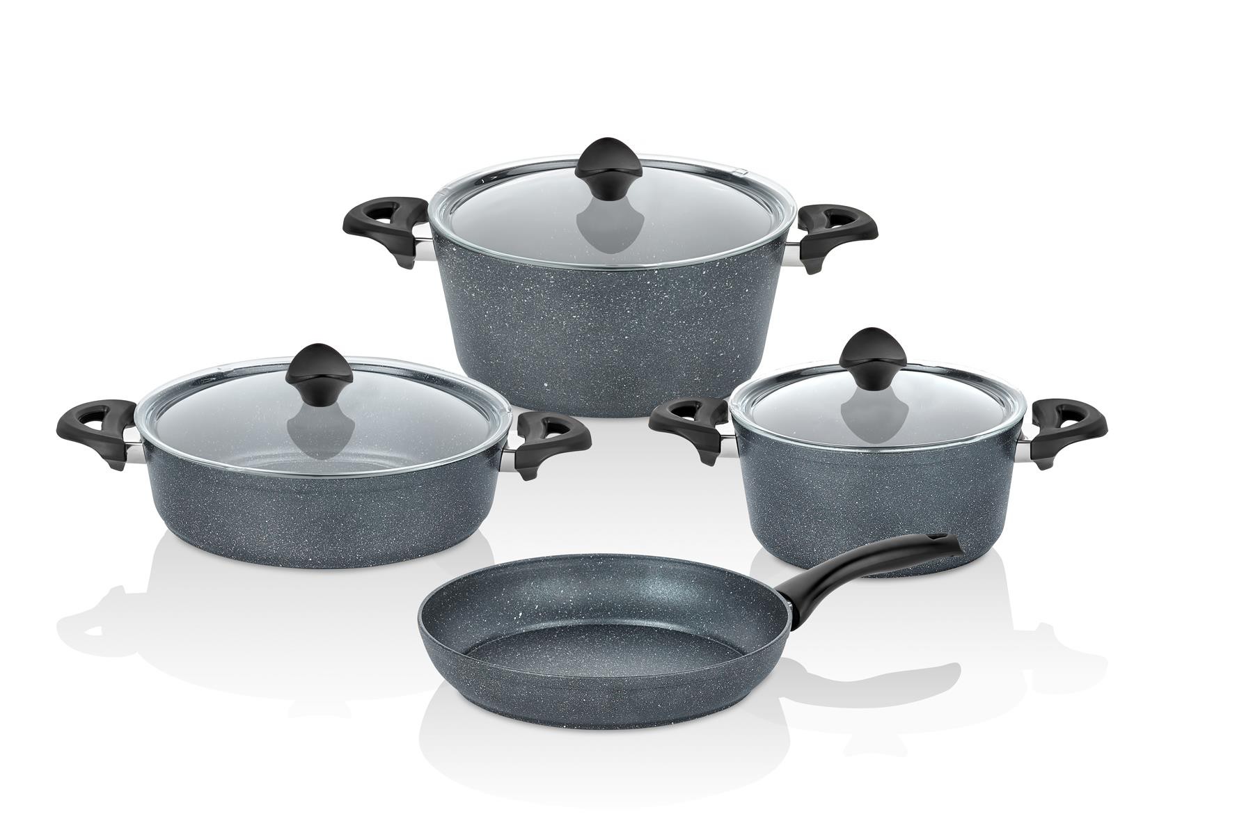 Taç Master Cook 4'lü 7 Parça Granit Tencere Seti Uzay Grisi