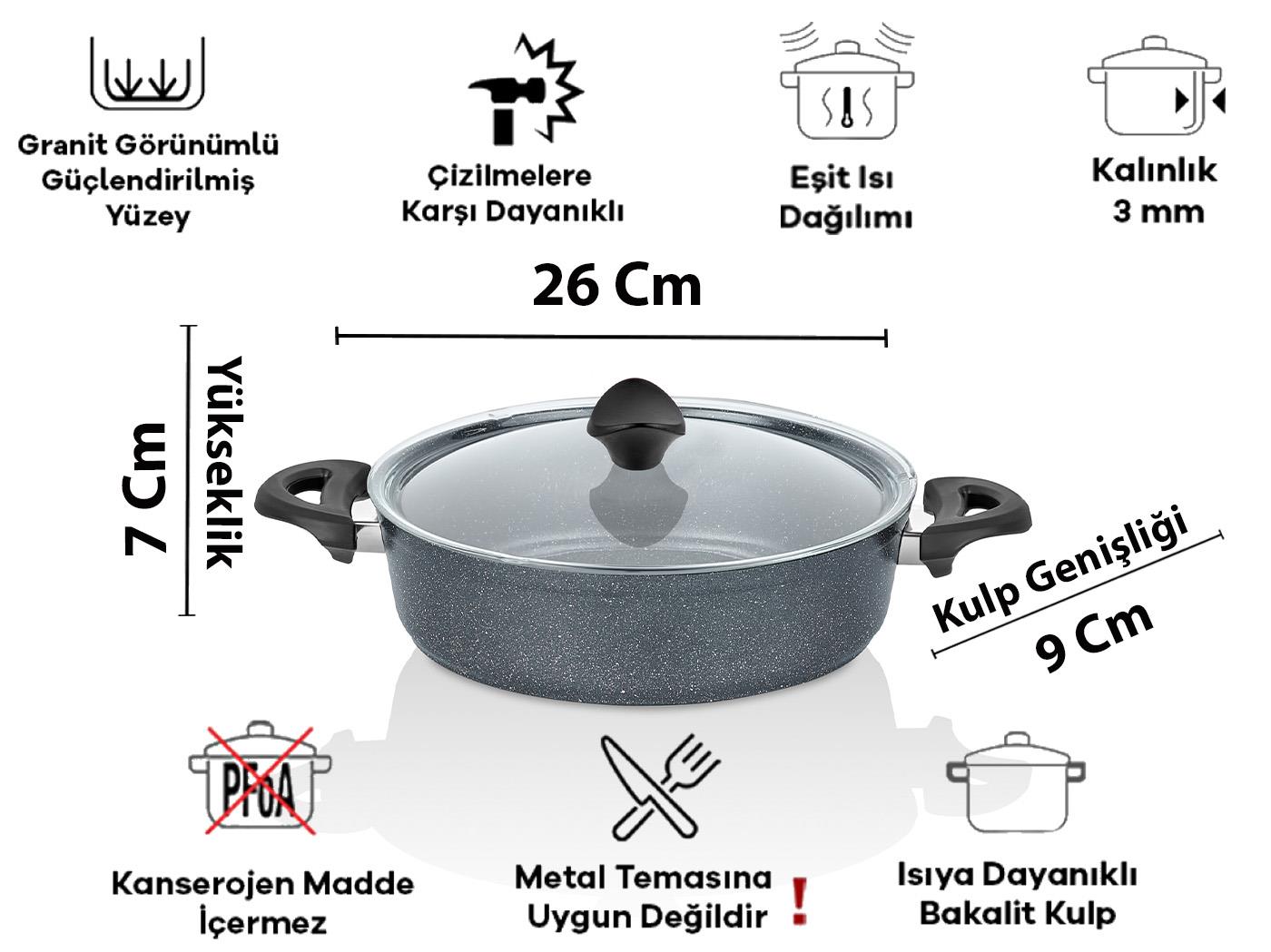 Taç Master Cook 4'lü 7 Parça Granit Tencere Seti Uzay Grisi