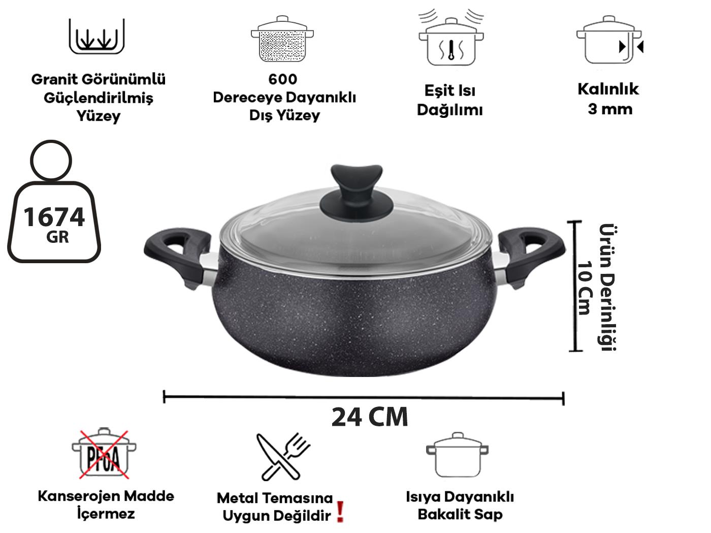 Taç Master Cook Tombik 7 Parça Tencere Seti Uzay Grisi