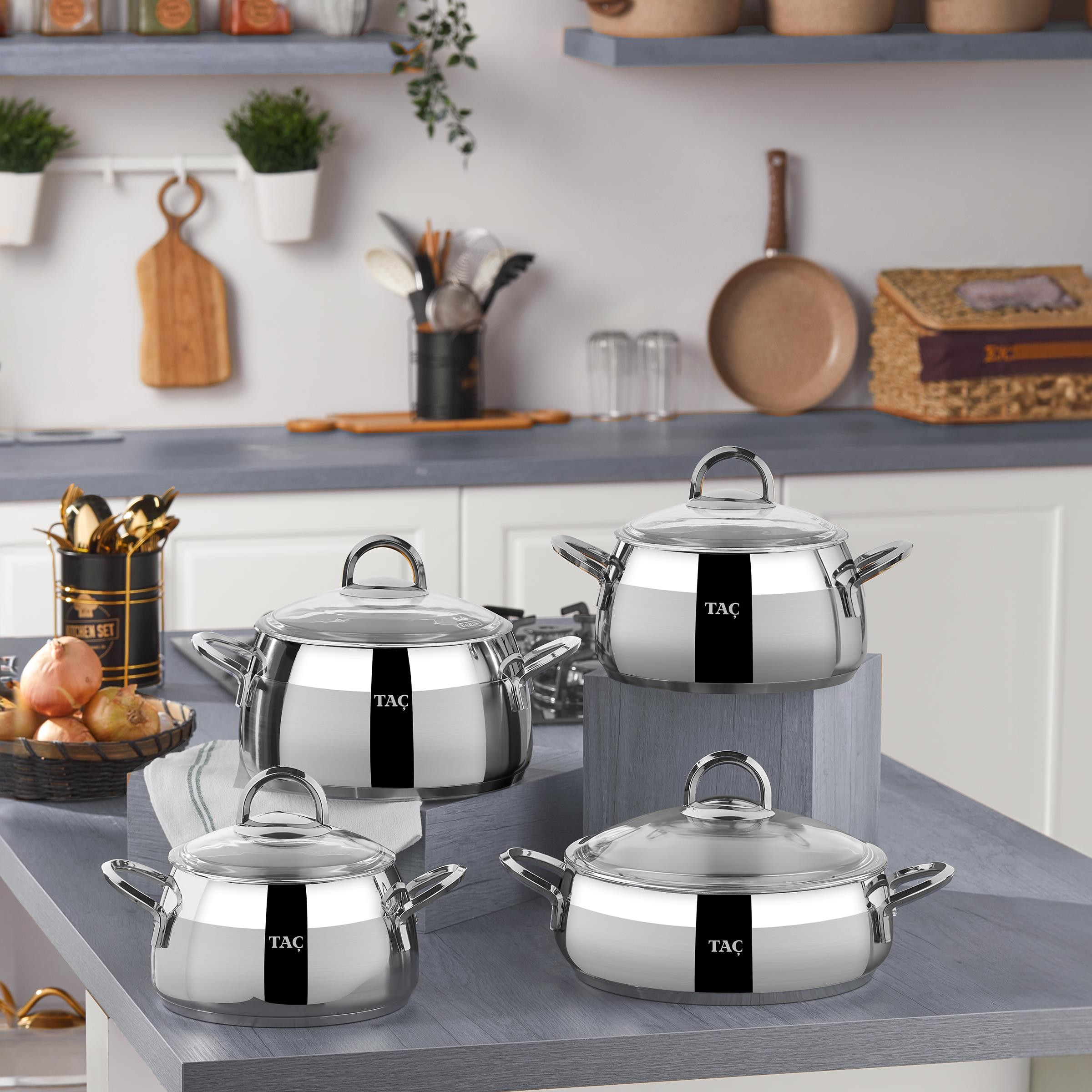 Taç Miranda 8 Parça Çelik Çeyiz Seti Platin - TAC-4720