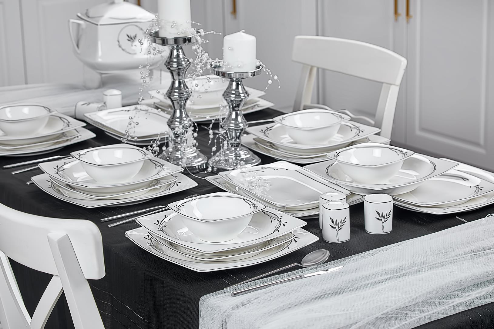 Taç Real Bone Olea Platin 60 Parça 12 Kişilik Yemek Takımı