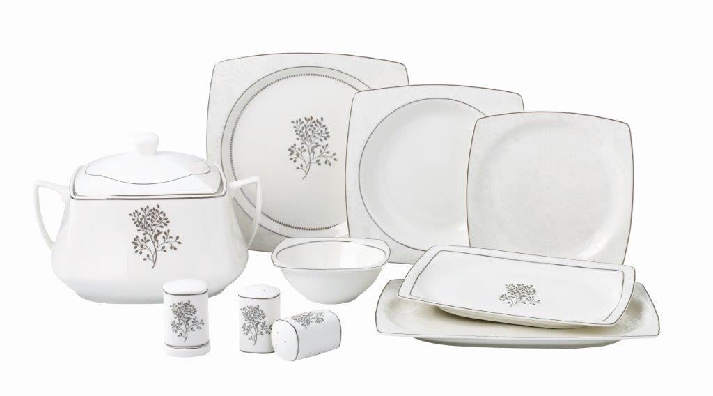 Taç Real Bone Tia Platin 60 Parça 12 Kişilik Yemek Takımı