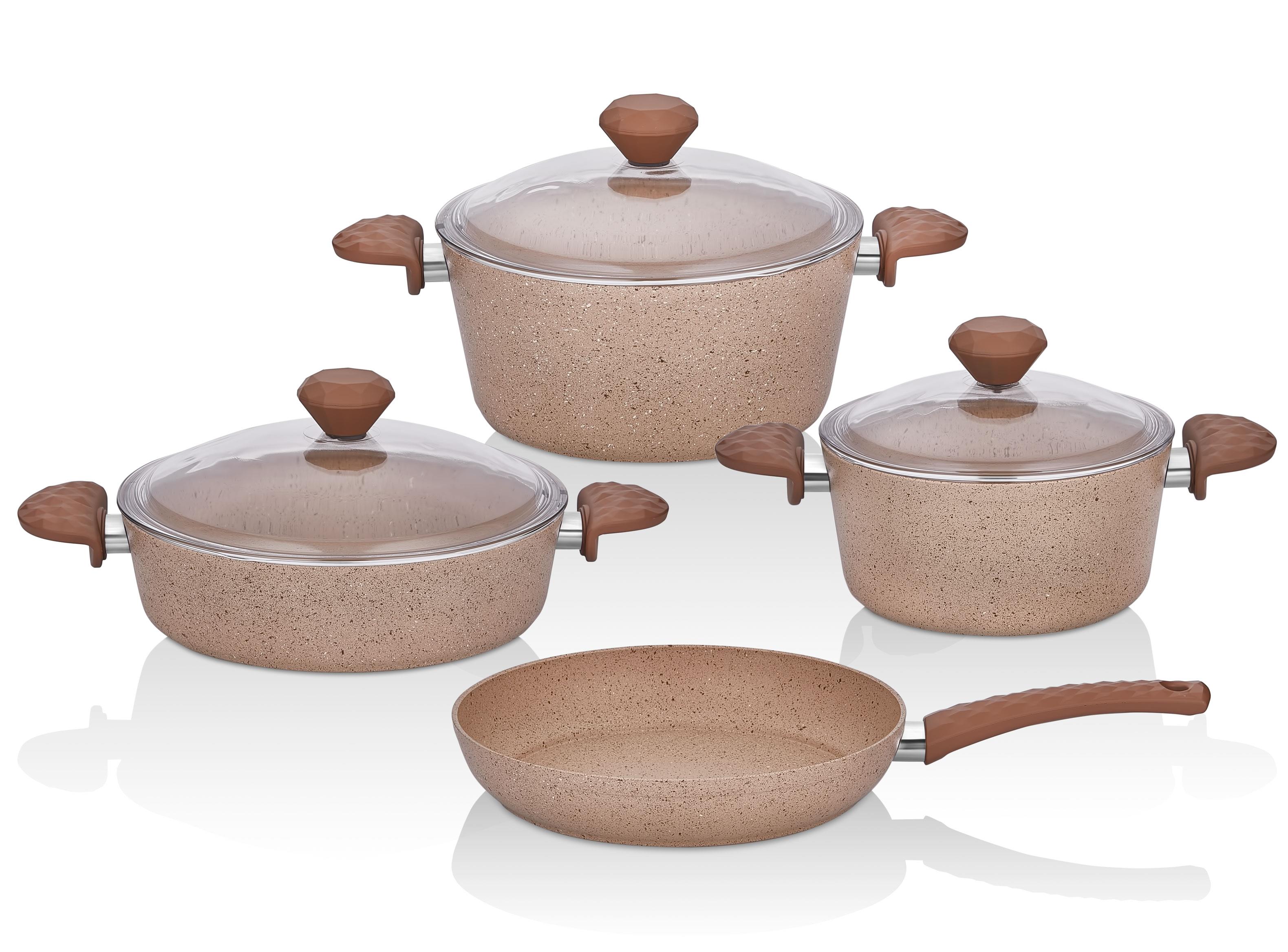 Taç Stone 7 Parça Granit Tencere Seti Cappuccino