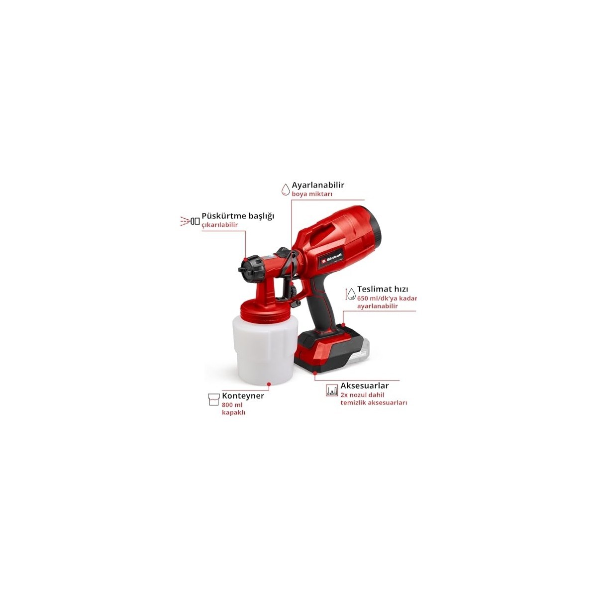  Einhell El Aletleri diğer 4260025 Kale Kilit  TC-SY 18/60 Li-Solo - Akülü Sprey Boya Sistemi