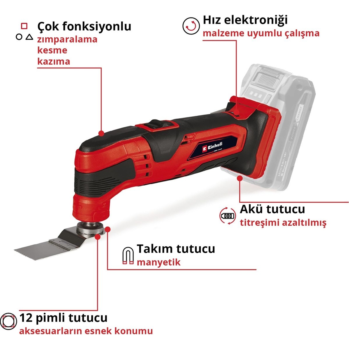  Einhell El Aletleri diğer 4465170 Kale Kilit  TC-MG 18 Li-Solo - Akülü Raspalama Makinesi