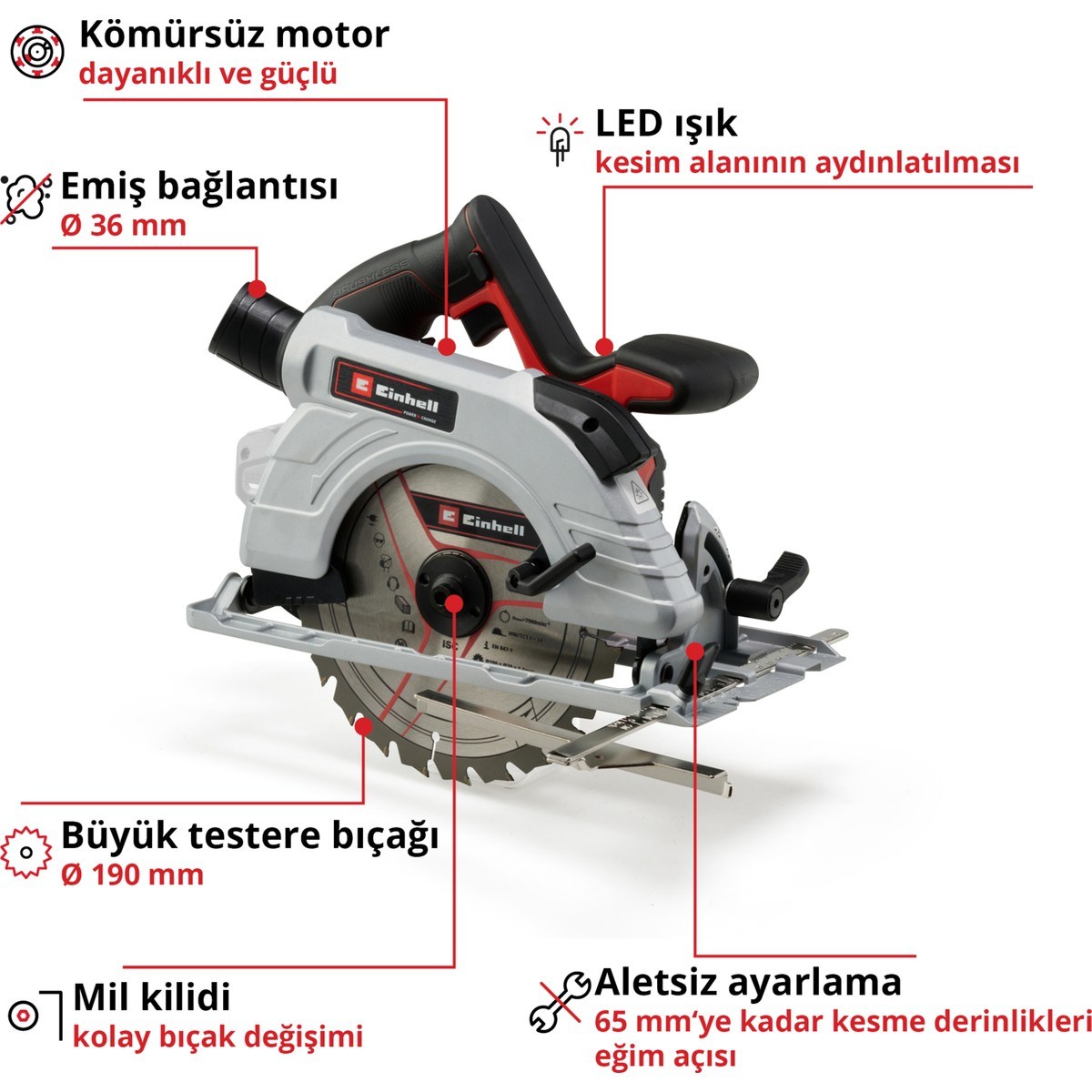  Einhell El Aletleri Einhell 4331210 Kale Kilit  TP-CS 18/190 Li BL - Solo - Akülü Daire Testere