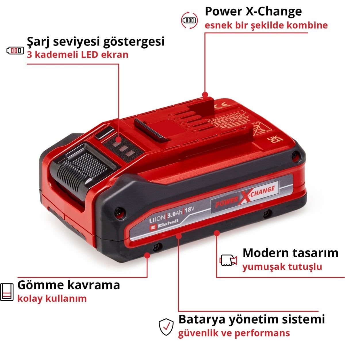  Einhell El Aletleri Einhell 4511501 Kale Kilit  PXC+ 18V 3,0Ah - Akü Battery