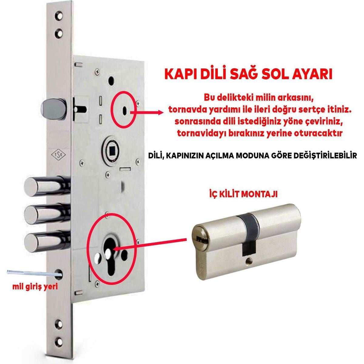  Hırdavat Ürünleri Kale Kilit 252R0000019 Kale Kilit  Kale 252 Rsn Monoblok Çelik Kapı Kilidi