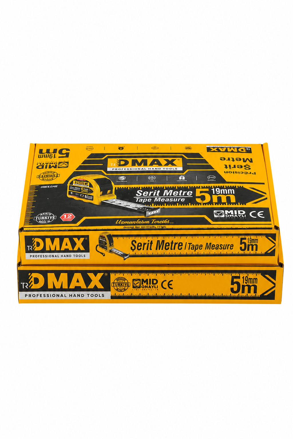  Ölçüm ve Kesim Aletleri Dmax DMX4746 DMAX  DMAX Şerit Metre 5 m x 19 mm - MID Onaylı - ABS Gövde - 12'li Paket