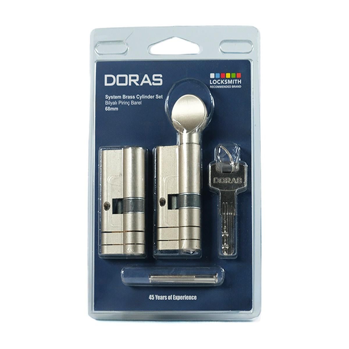  Silindirler Doras 153.2168SET Kale Kilit  DORAS2168SET -Bilyalı+Bilyalı Mandallı Barel Set