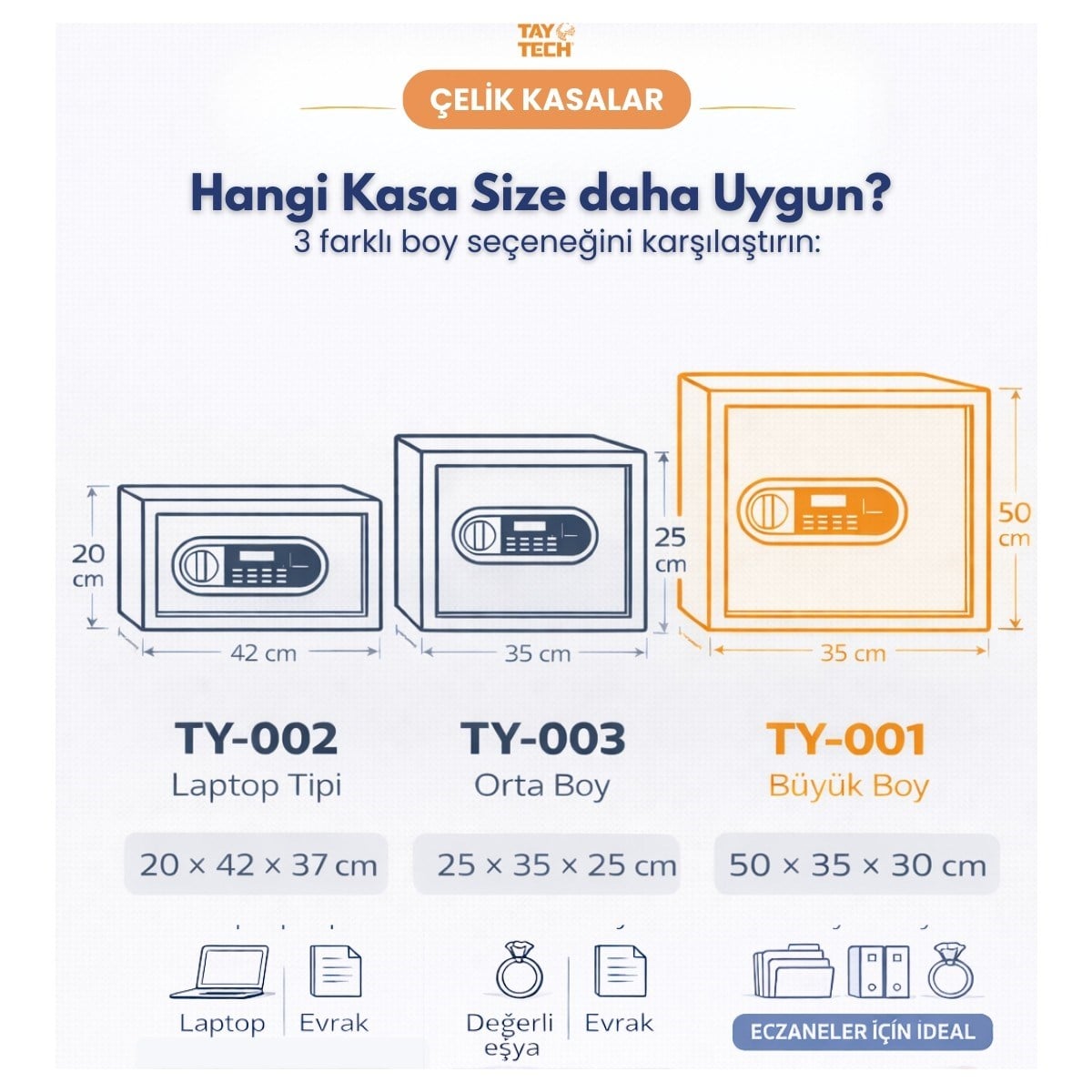  TayTech Çelik Kasalar Taytech TY-001 Kale Kilit  TAY OFİS BOY KASA