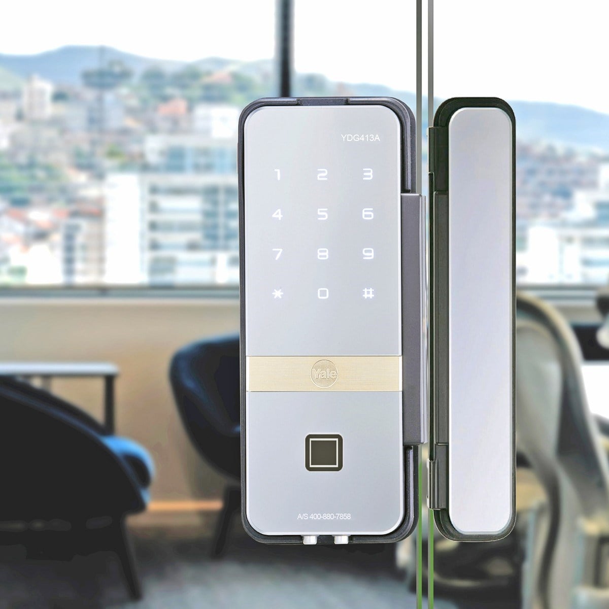  Yale Otel Kilitleri Yale YDG413A Kale Kilit  Yale Dijital Cam Kapı Kilidi - Parmak izli ve Şifreli (Yale Home uygulaması ile çalışır) BLE mesafesinde Acces Modül uzaktan er