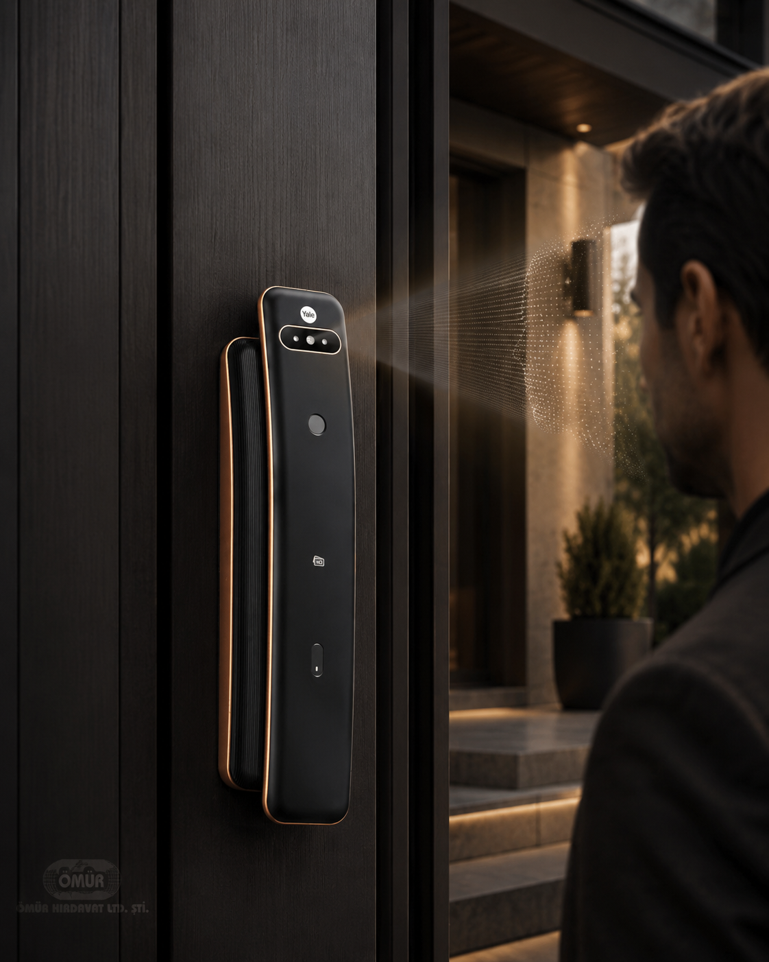 Yale Luna Pro+ Yüz Tanıma ve Parmak Izli Akıllı Kilit, Yale | Yetkili Bayi | Ömür Hırdavat Parmak İzli Kilitler Yale 05-LNPL-4-04-55-11 Yale  Yale Luna Pro+ Yüz Tanımalı Akıllı Kapı Kilidi - Parmak İzi, Şifre, Kart - Siyah/Gold