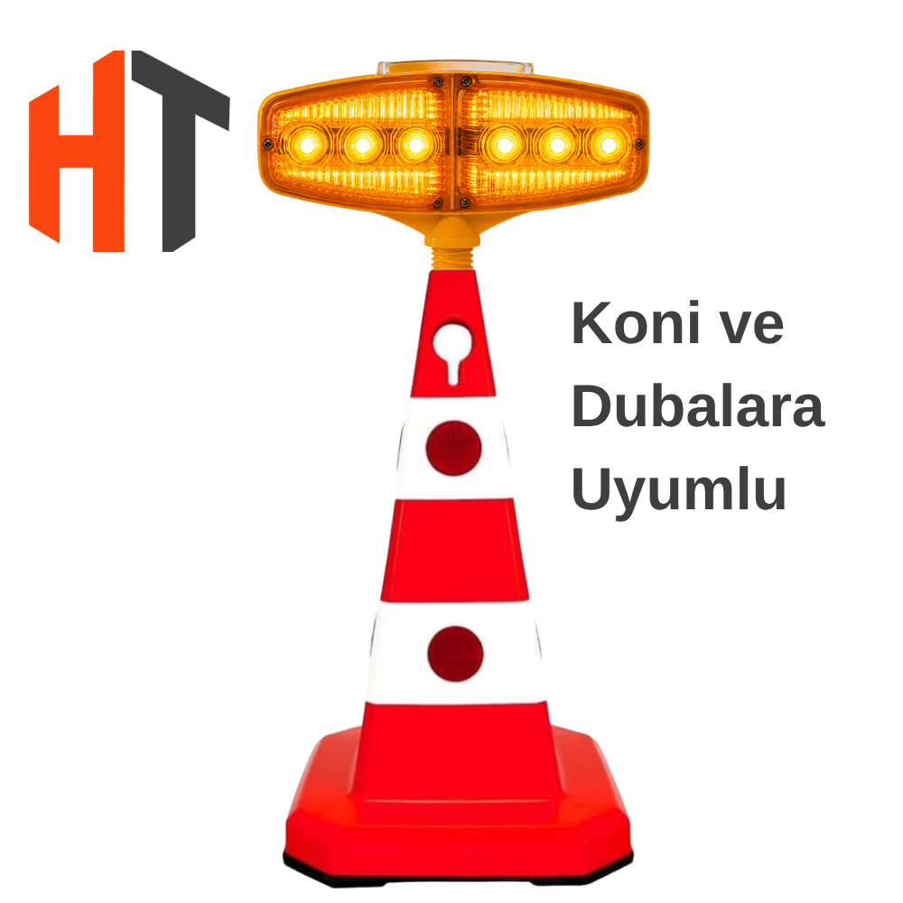 Çakar Flaşörlü Solar Lamba  - Sarı Led