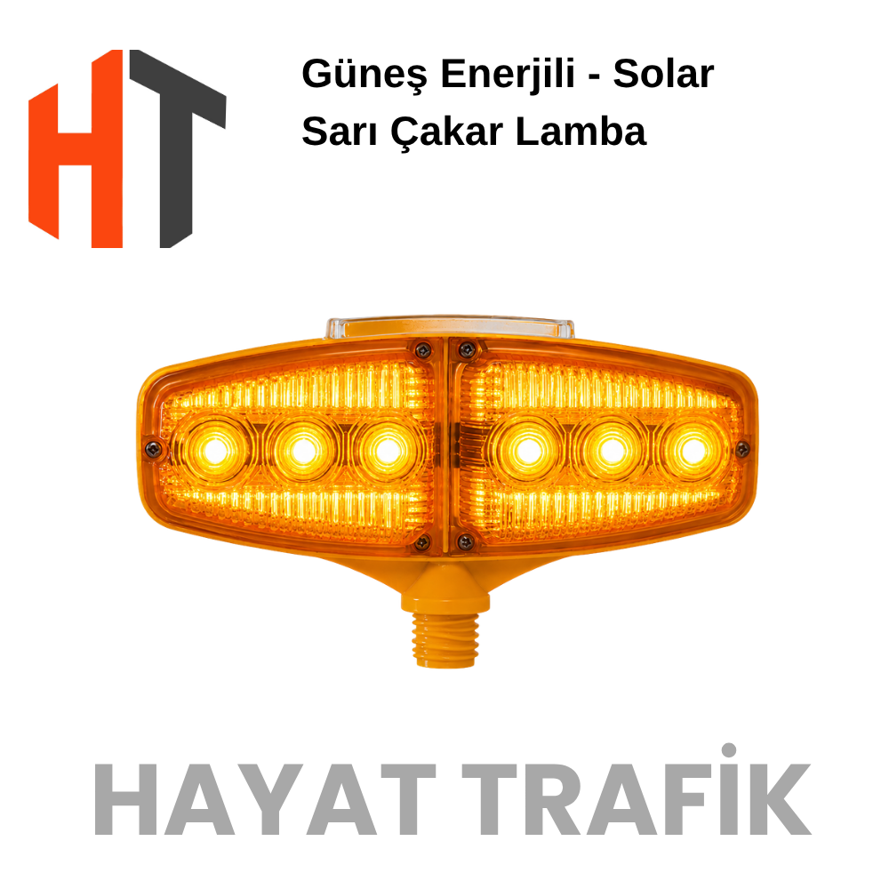Çakar Flaşörlü Solar Lamba  - Sarı Led