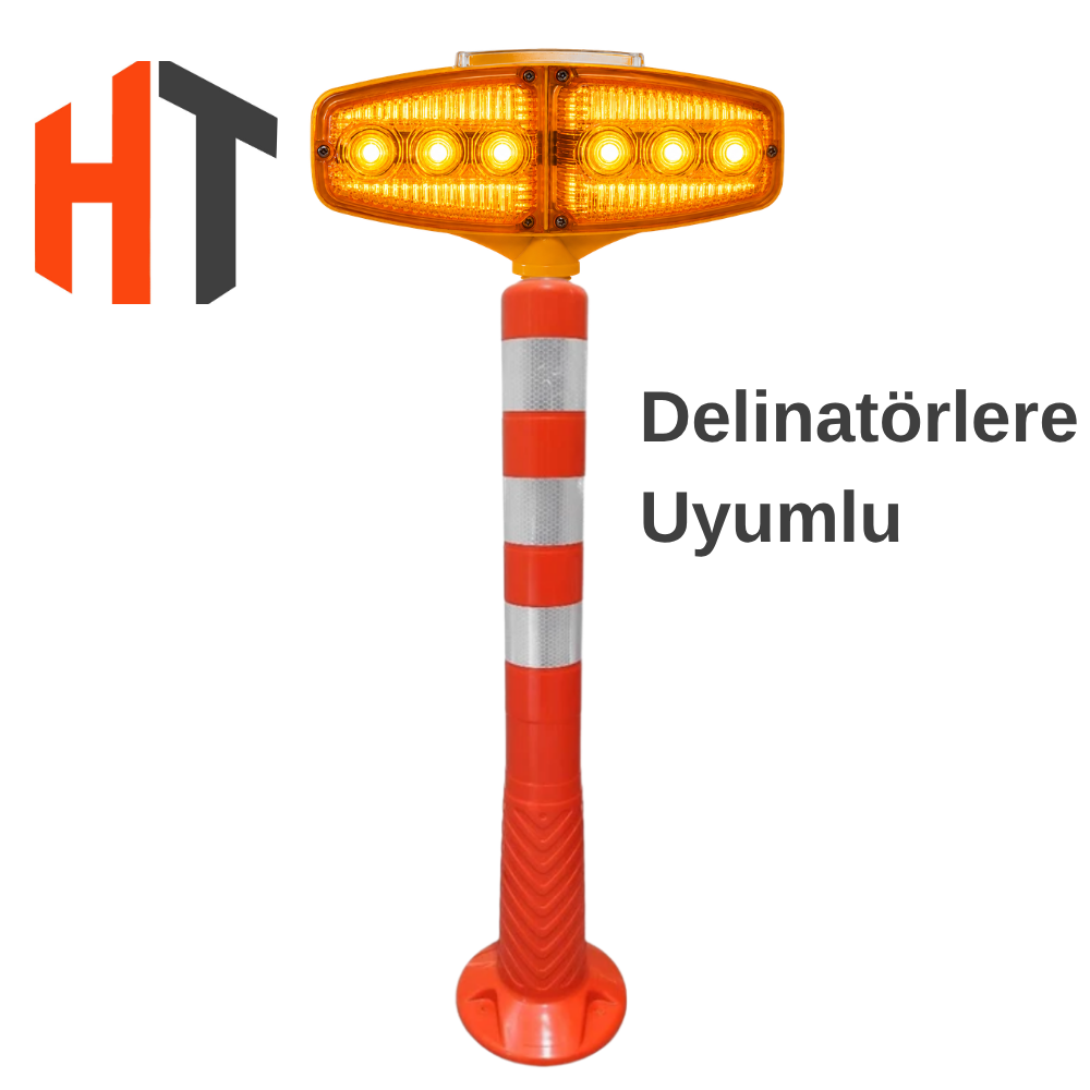 Çakar Flaşörlü Solar Lamba  - Sarı Led