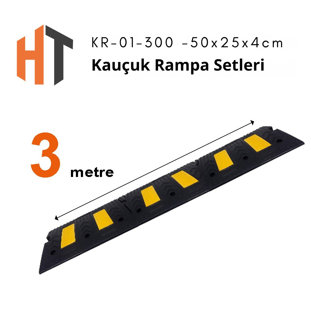 Kauçuk Rampa Set, Otopark Rampası, Kaldırım Rampası 50x25x4,5 cm 3 Metre