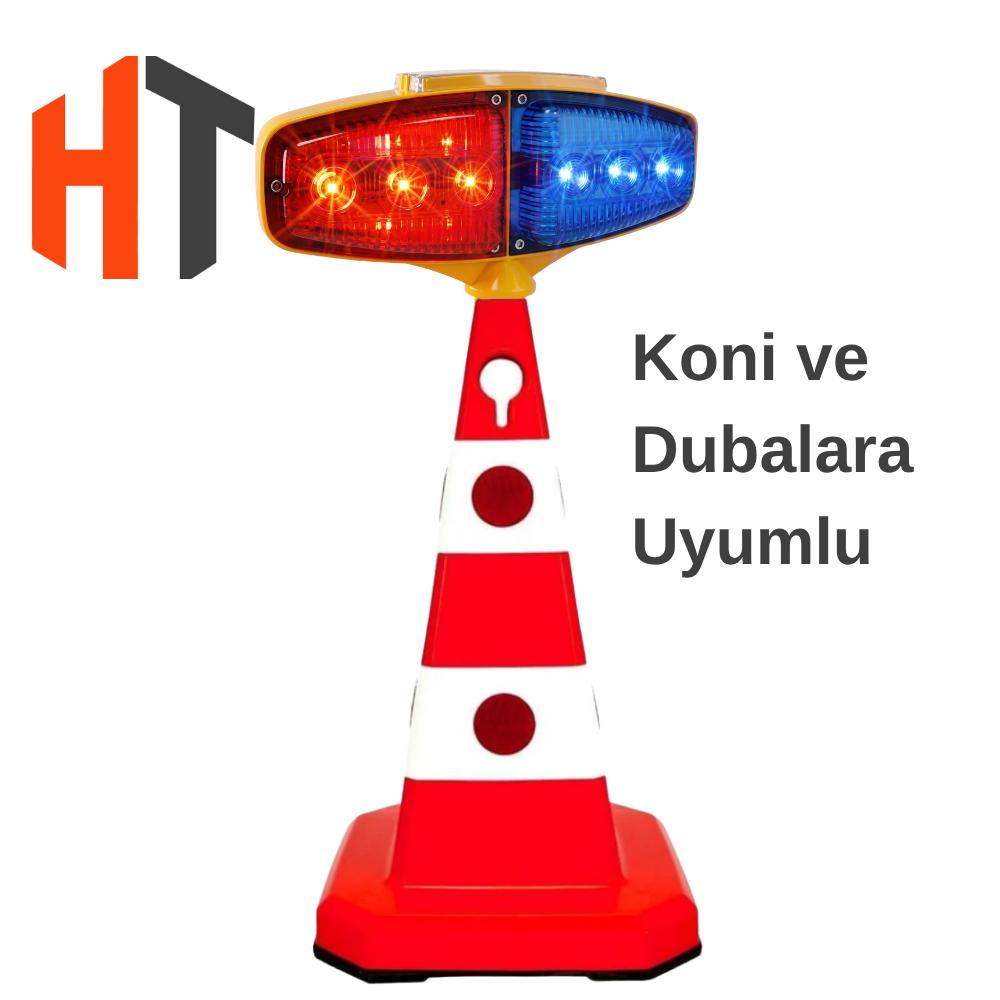 Kırmızı-Mavi Ledli Çakar Flaşörlü Solar Lamba - 17x30 cm 