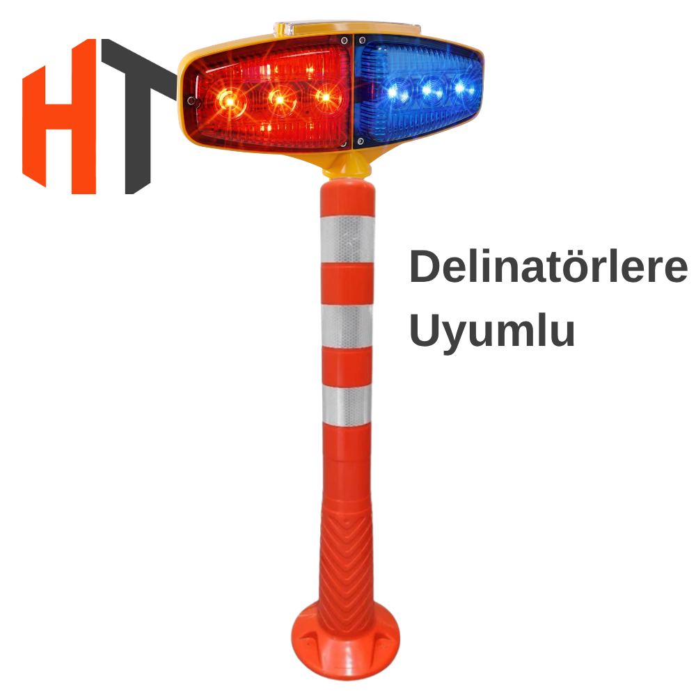 Kırmızı-Mavi Ledli Çakar Flaşörlü Solar Lamba - 17x30 cm 