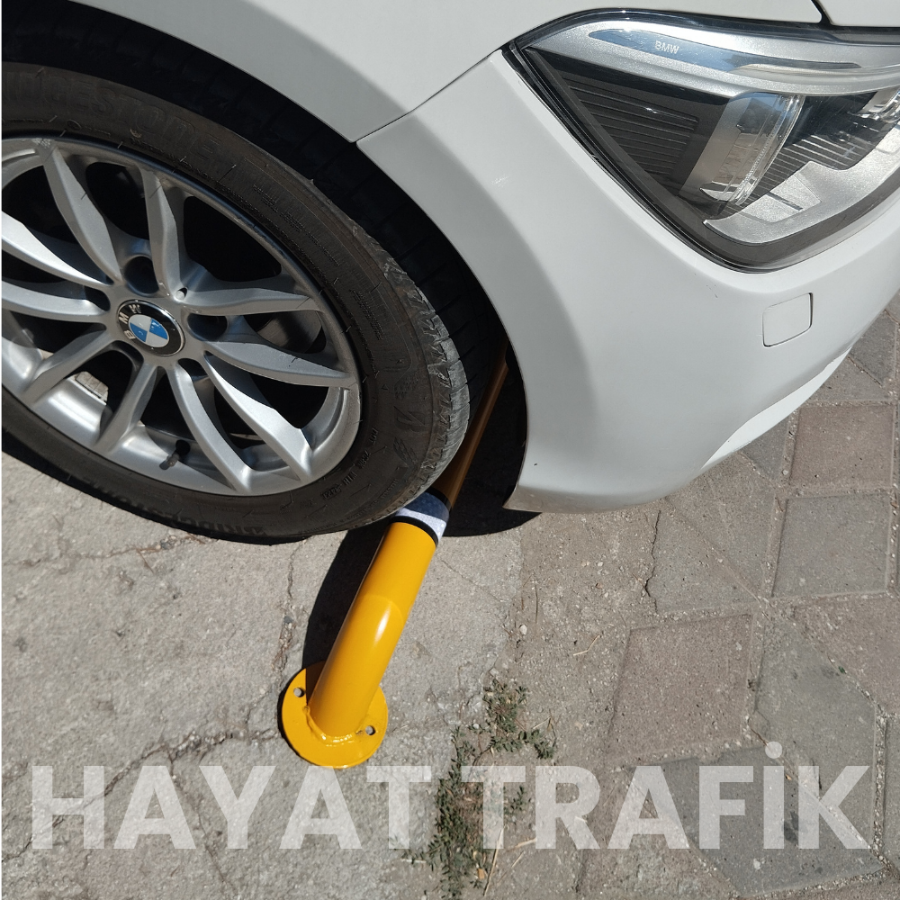 Otopark Araç Stoperi 190 cm x 60 mm Metal , Şerit Ayırıcı Bariyer ,Otopark Demiri Sarı 