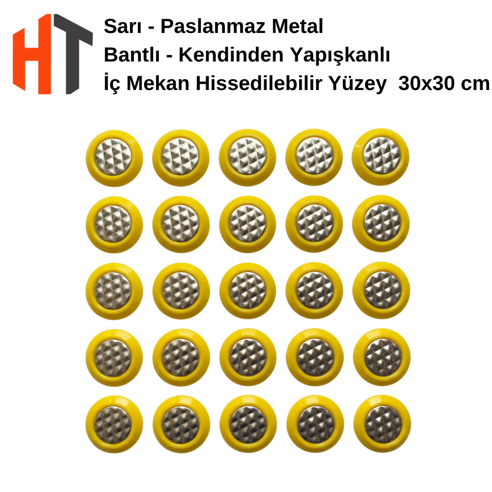 Paslanmaz- Kendinden Yapışkanlı - İç Mekan Hissedilebilir Yüzey - Nokta 30x30 cm 