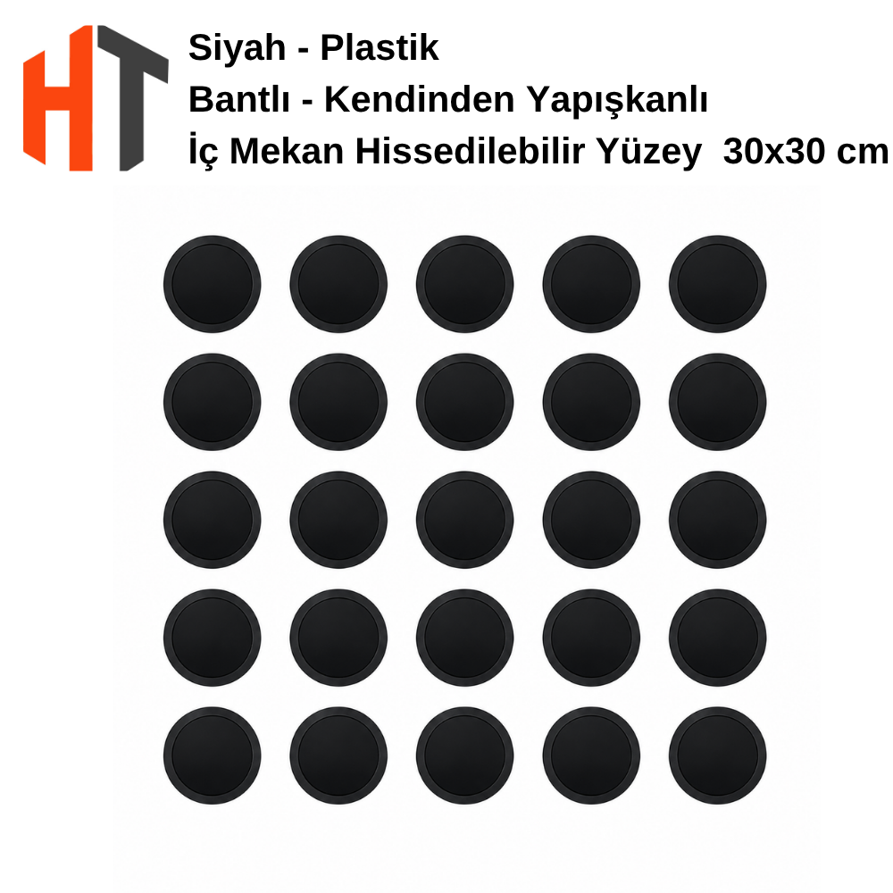 Siyah- Kendinden Yapışkanlı - İç Mekan Hissedilebilir Yüzey - Nokta 30x30 cm 