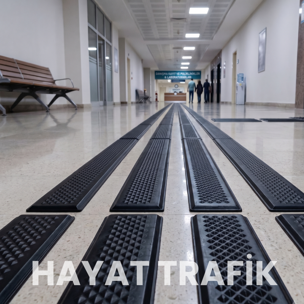 Siyah - Plastik - Tırtıklı - Bantlı - Hissedilebilir Yüzey  30x30 cm