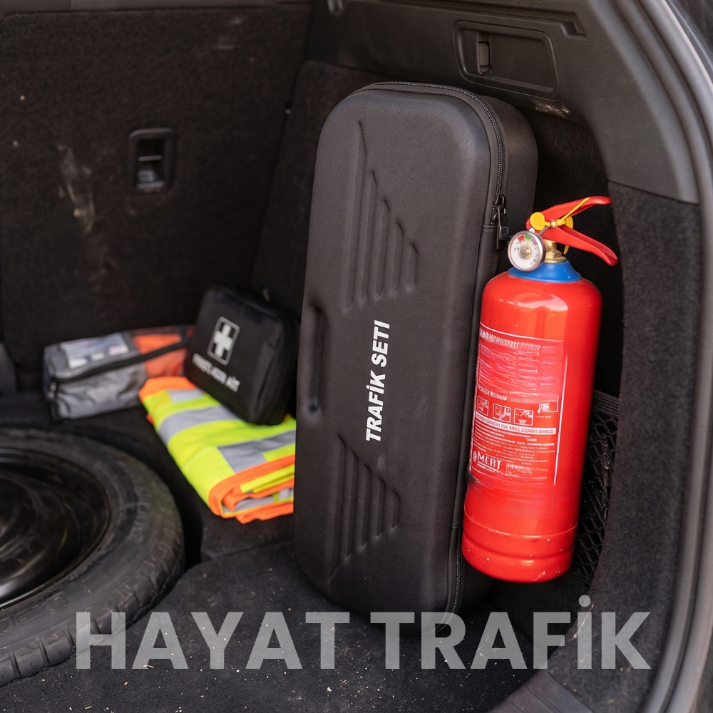 Tüvtürk Uyumlu ,  Araç Trafik ve İlk Yardım Seti, 2 Kg Yangın Tüpü 4 Yıl Etiketli 