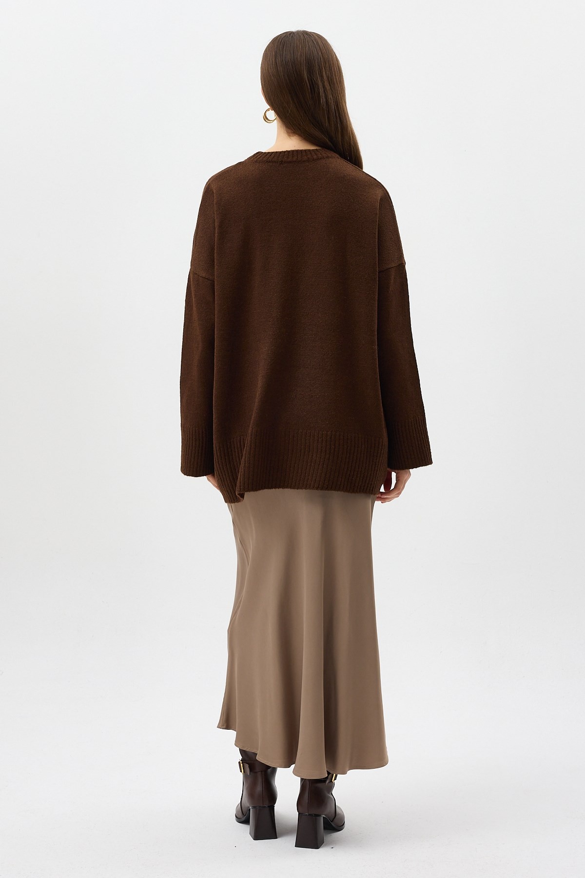 Acı Kahve Bisiklet Yaka Oversize Kadın Kazak 2450