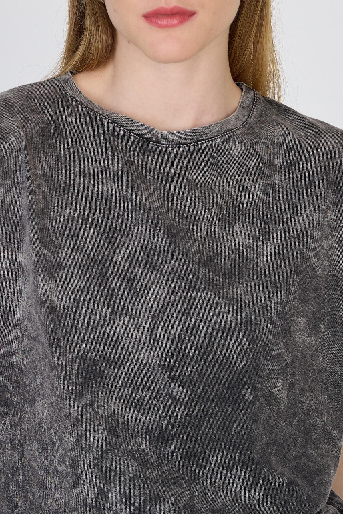 Antrasit Yıkamalı Oversize Basic Tişört 253014