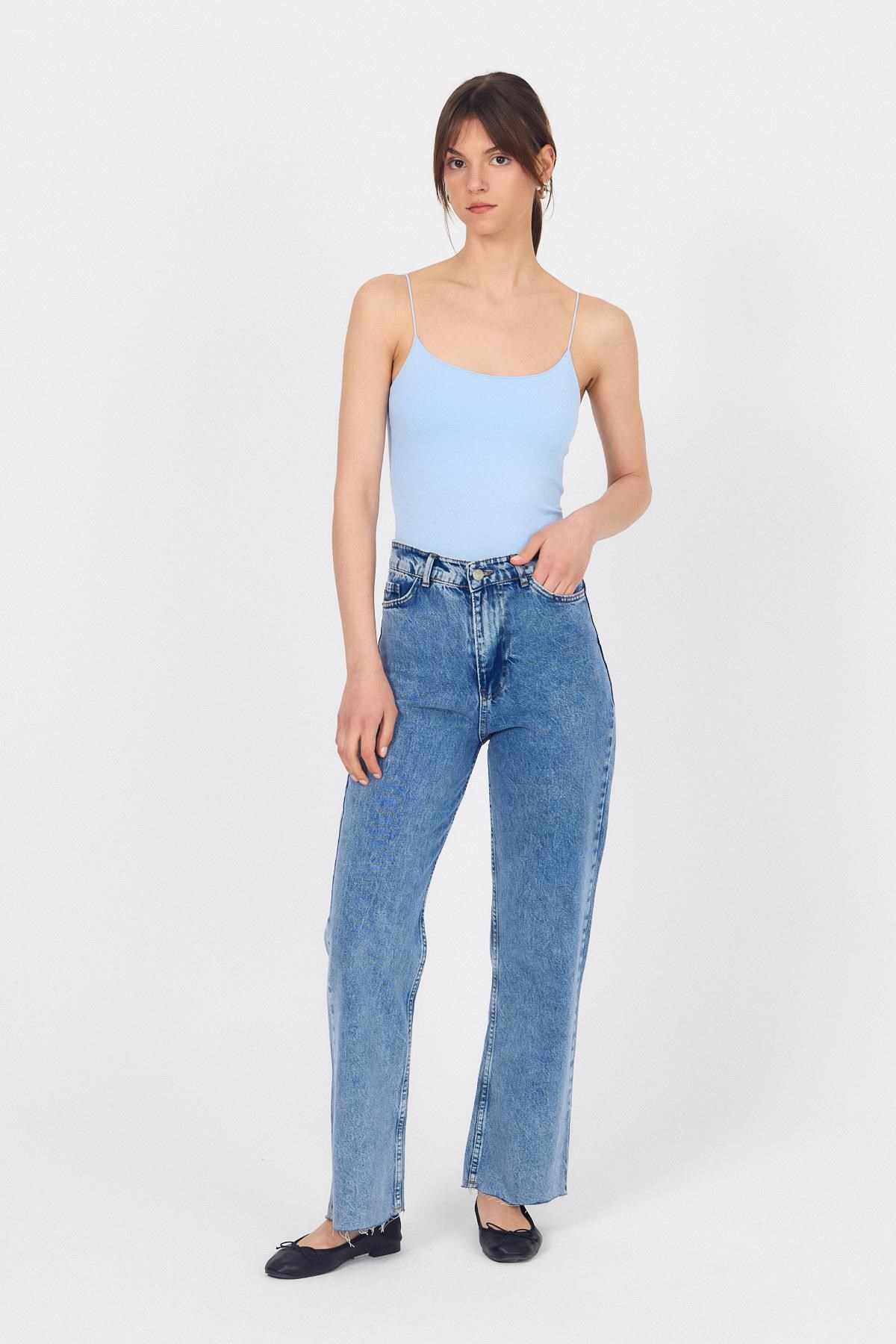 Bebe Mavi İnce Askılı Basic Atlet 848