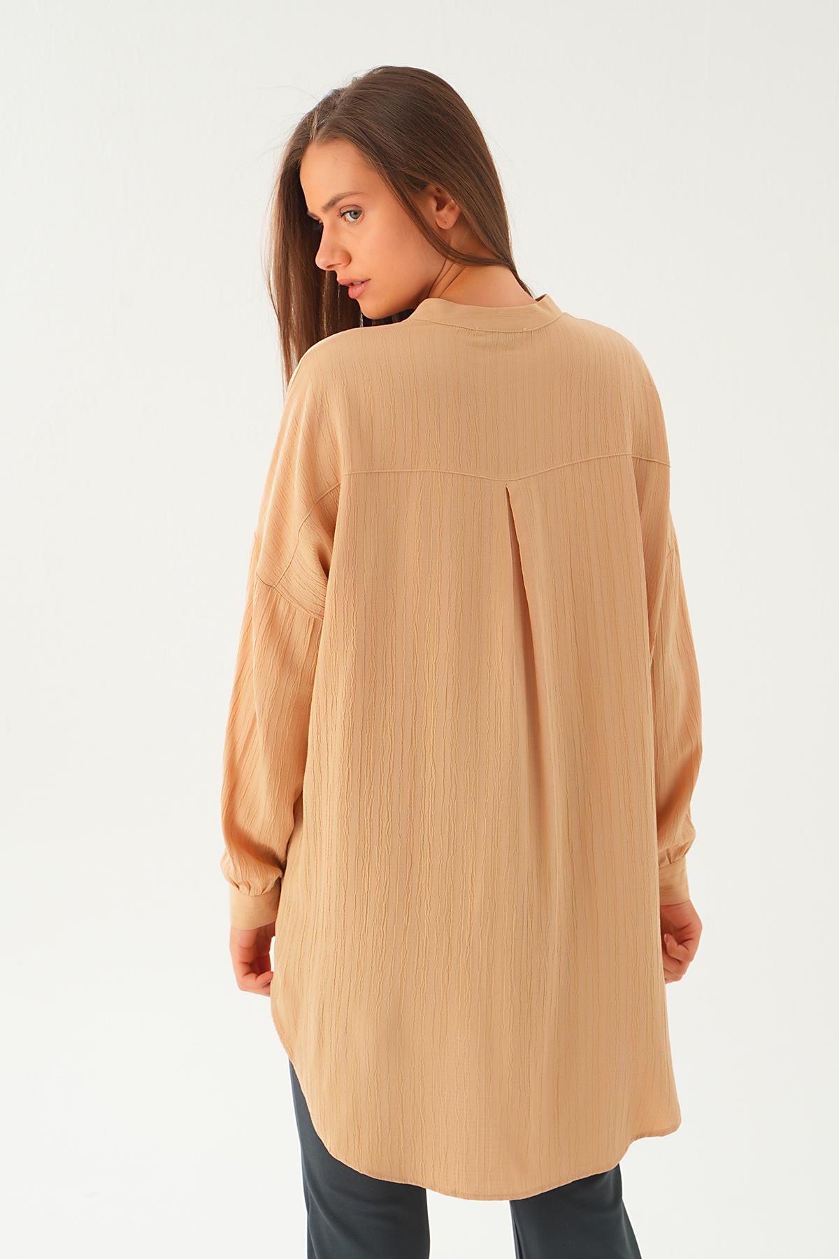 Bej Hakim Yaka Tunik 4172A