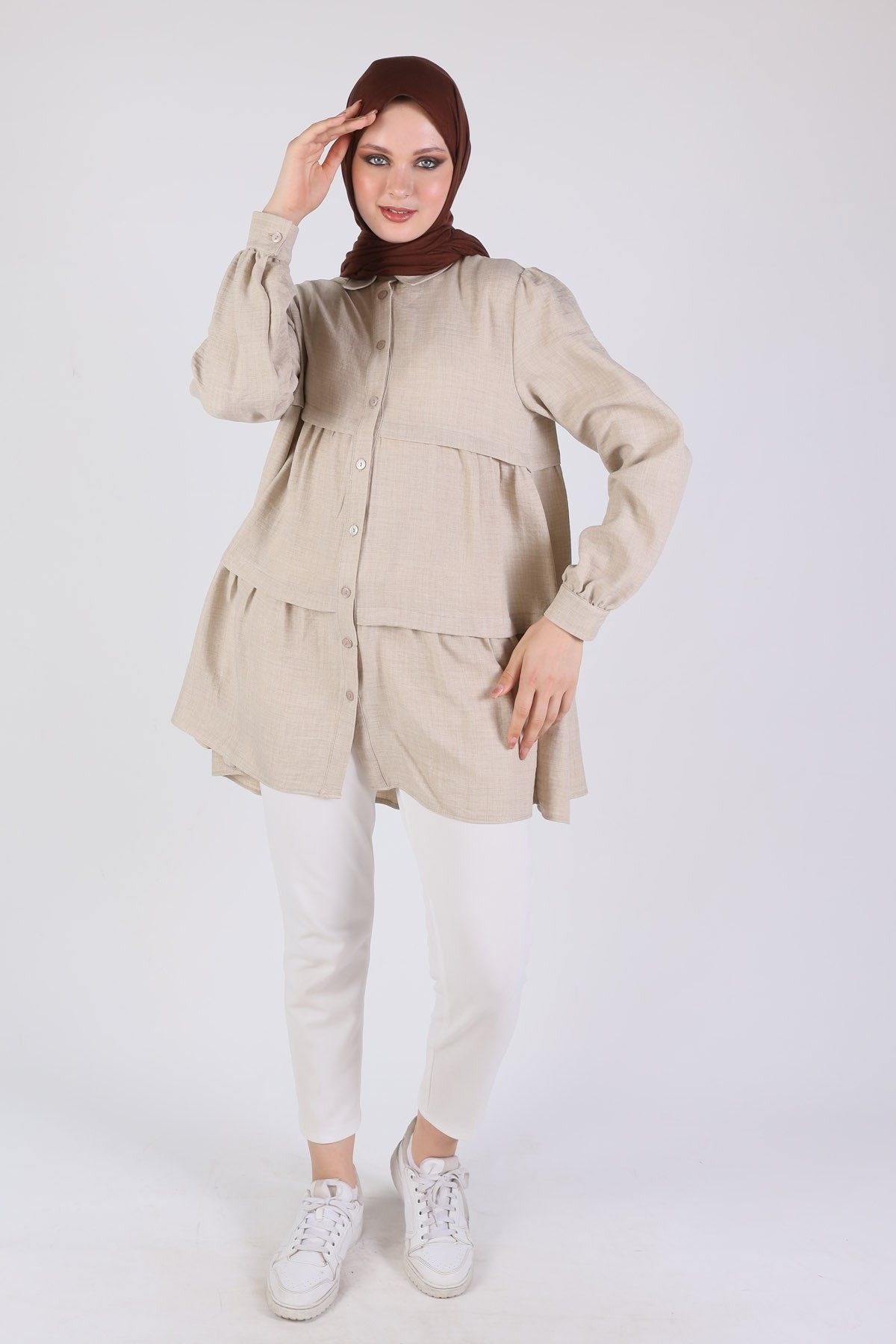 Bej Kat Kat Detay Tunik 6765A