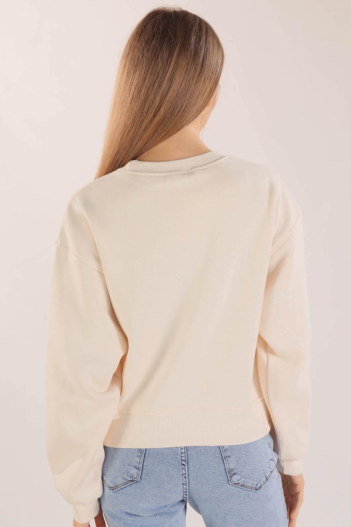 Bej Manhattan Baskılı Sweat 3110