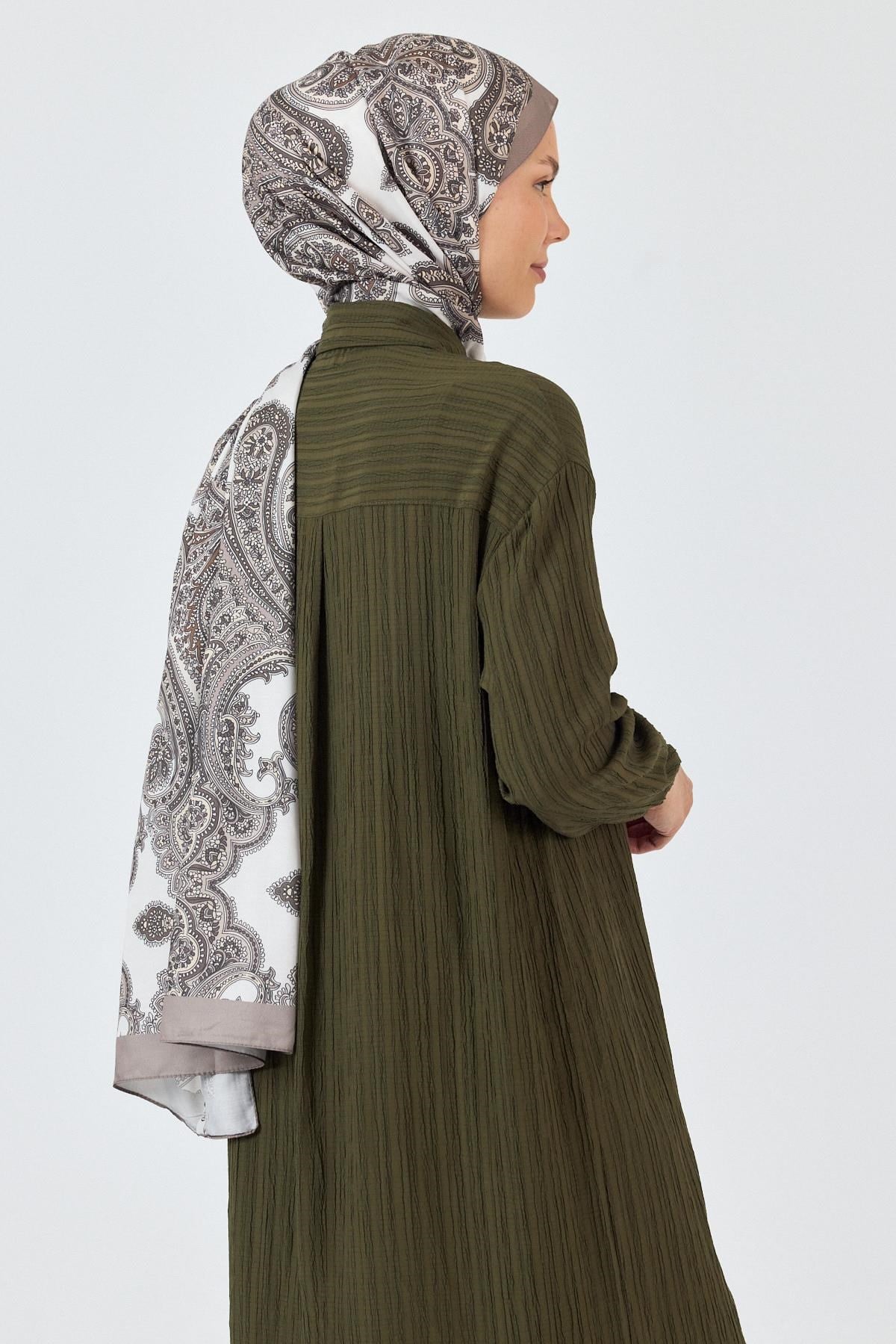 Bej Retro Desenli Şal 4002