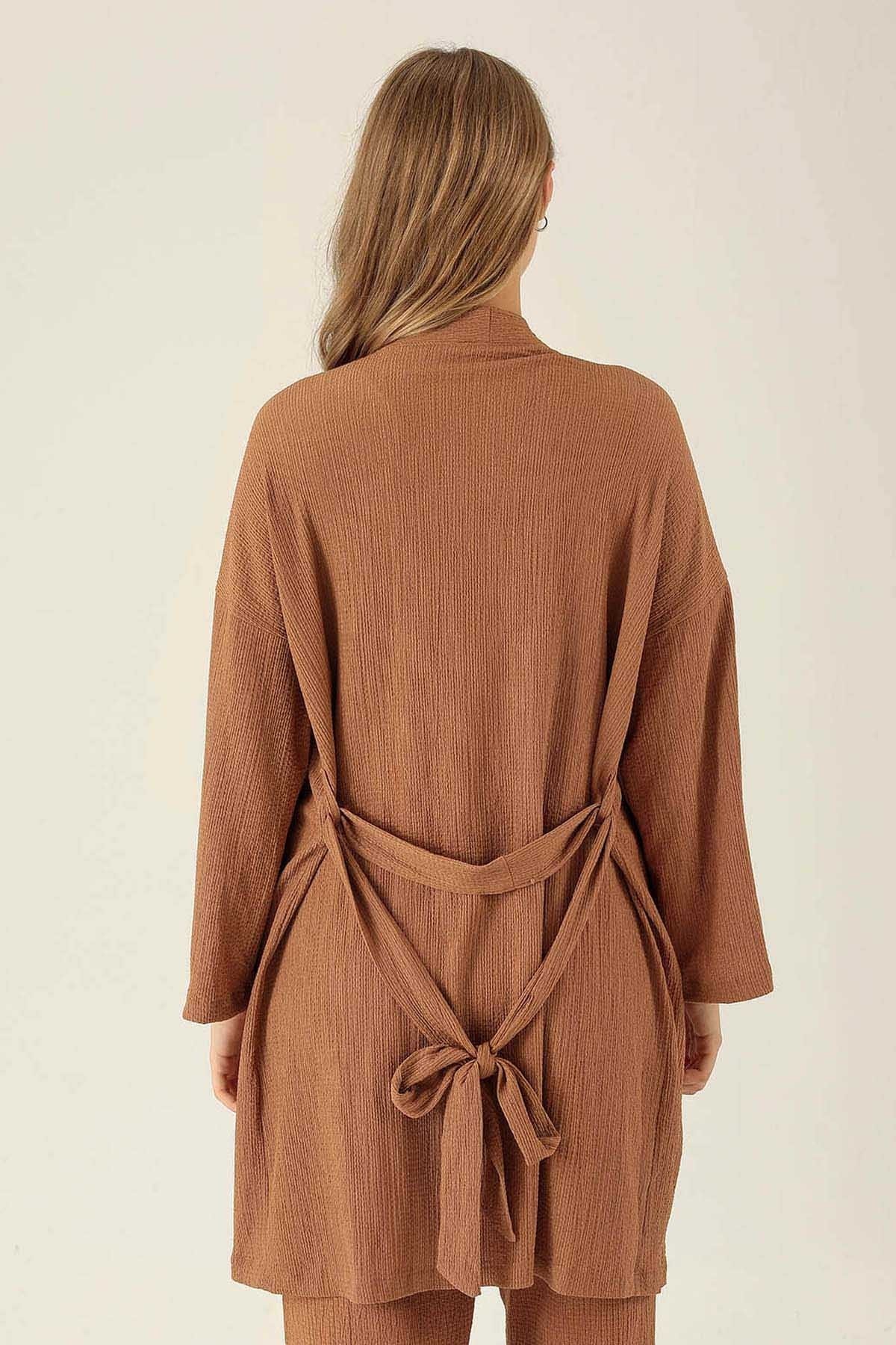 Bel Kuşaklı Kimono - 6538A Taba