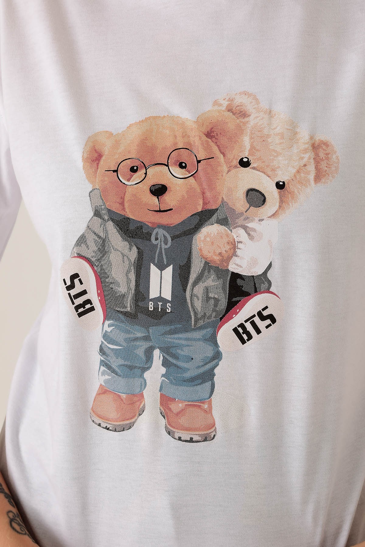 Beyaz Bts Baskı Tişört 300