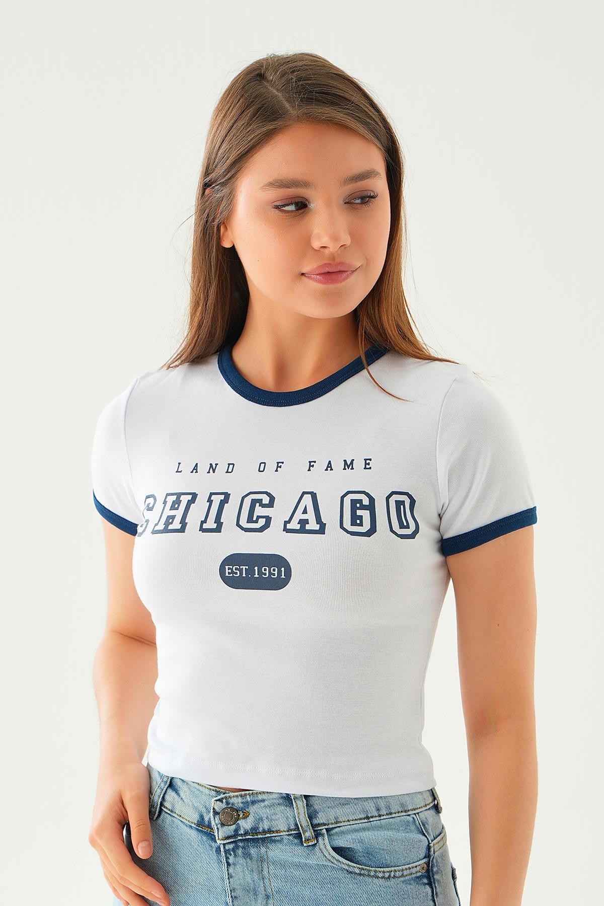 Beyaz Chıcago Tişört 3100