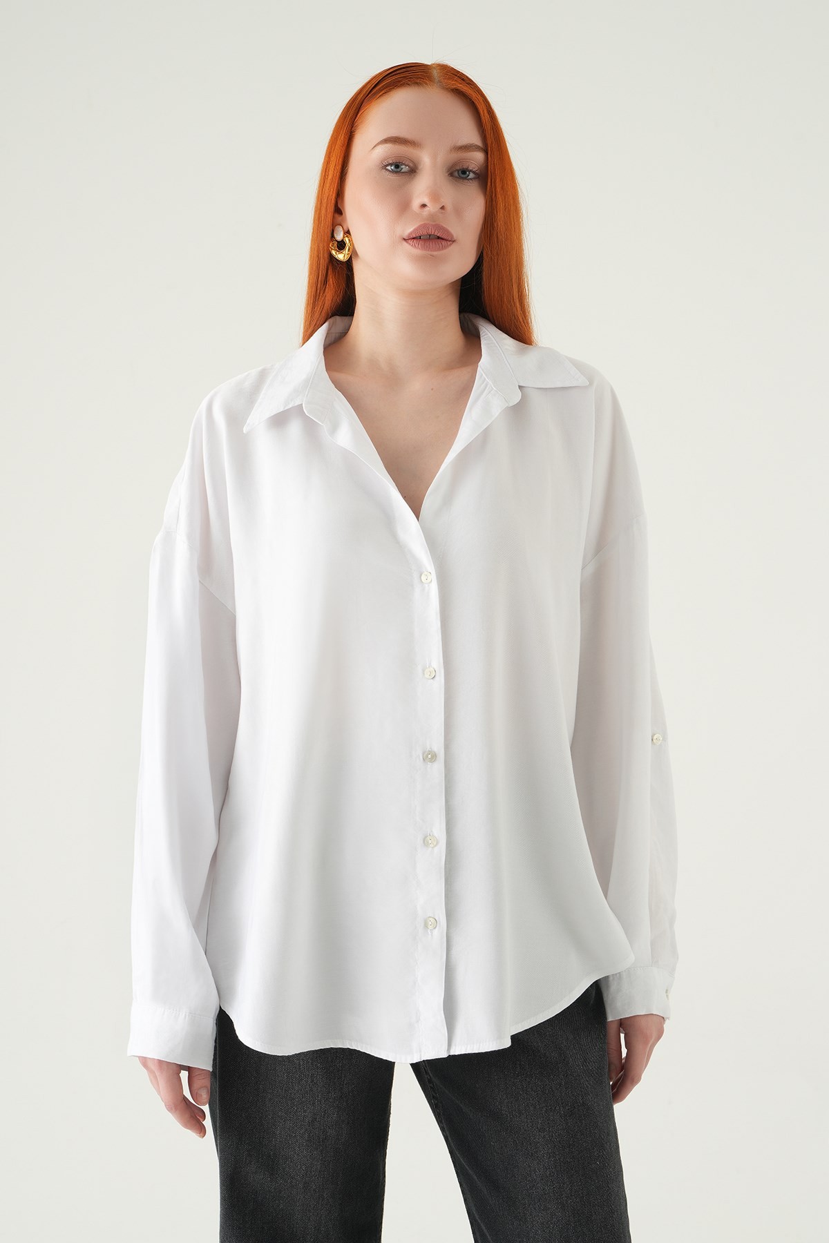 Beyaz Oversize Gömlek 2893