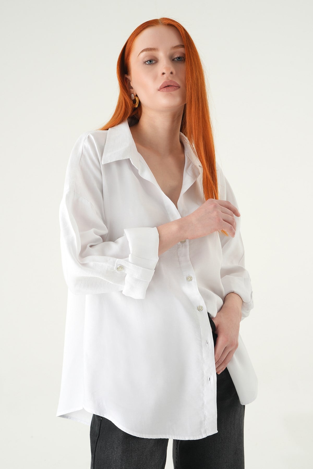 Beyaz Oversize Gömlek 2893